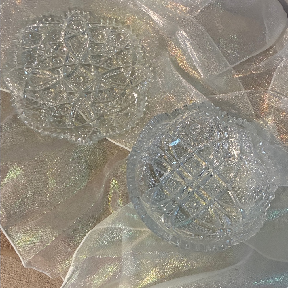 Vintage Crystal Cut Glass Dishes - 2 Pieces EUC